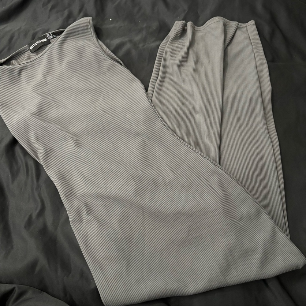 Prettylittlething grey long dress
